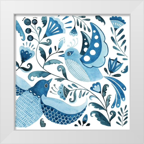 Popp, Grace 26x26 White Modern Wood Framed Museum Art Print Titled - Blue Bird Folk II