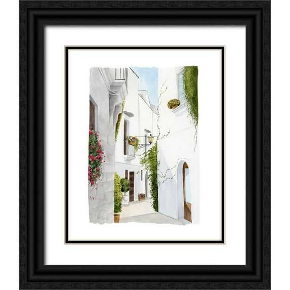 Popp, Grace 26x32 Black Ornate Wood Framed with Double Matting Museum Art Print Titled - Bougainvilla Alley II