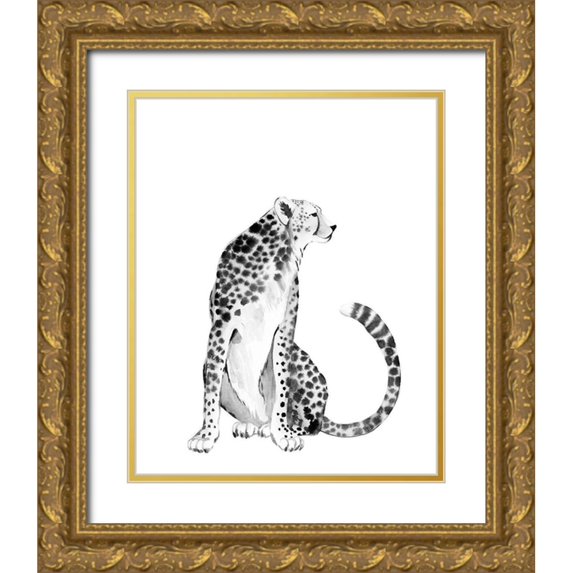 Popp, Grace 26x32 Gold Ornate Wood Framed with Double Matting Museum Art Print Titled - Chrome Cheetah I