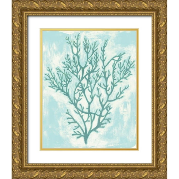 Popp, Grace 26x32 Gold Ornate Wood Framed with Double Matting Museum Art Print Titled - Living Teal II