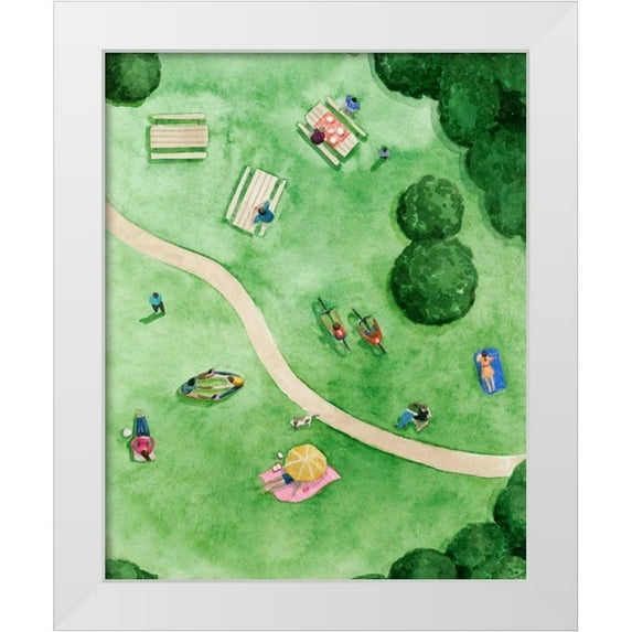 Popp, Grace 26x32 White Modern Wood Framed Museum Art Print Titled - A Day in the Park II