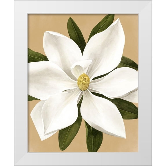 Popp, Grace 26x32 White Modern Wood Framed Museum Art Print Titled - Magnolia on Gold II