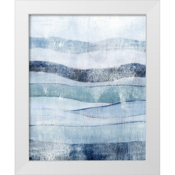 Popp, Grace 26x32 White Modern Wood Framed Museum Art Print Titled - White Out in Blue I