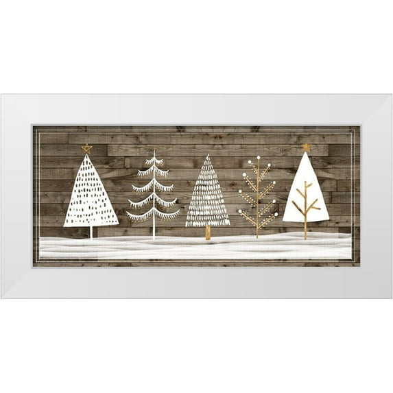 Popp, Grace 32x16 White Modern Wood Framed Museum Art Print Titled - Wooded White Christmas Collection D