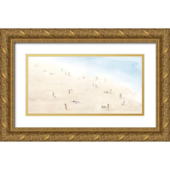 Popp, Grace 32x18 Gold Ornate Wood Framed with Double Matting Museum Art Print Titled - Beach Goers III