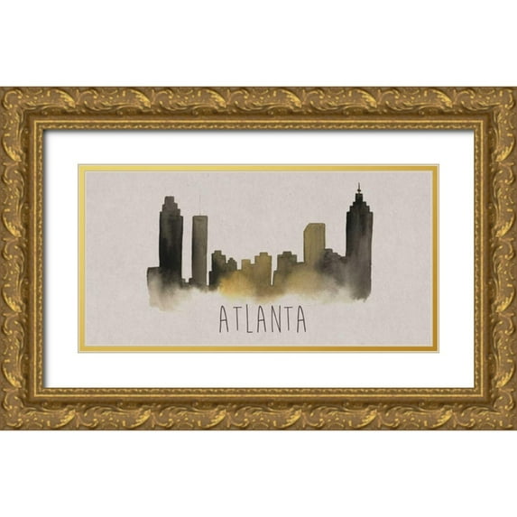 Popp, Grace 32x18 Gold Ornate Wood Framed with Double Matting Museum Art Print Titled - City Silhouettes I