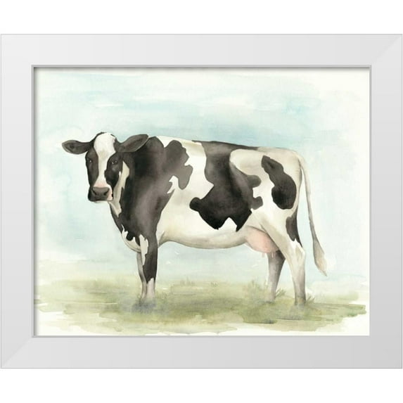 Popp, Grace 32x26 White Modern Wood Framed Museum Art Print Titled - Watercolor Cow II