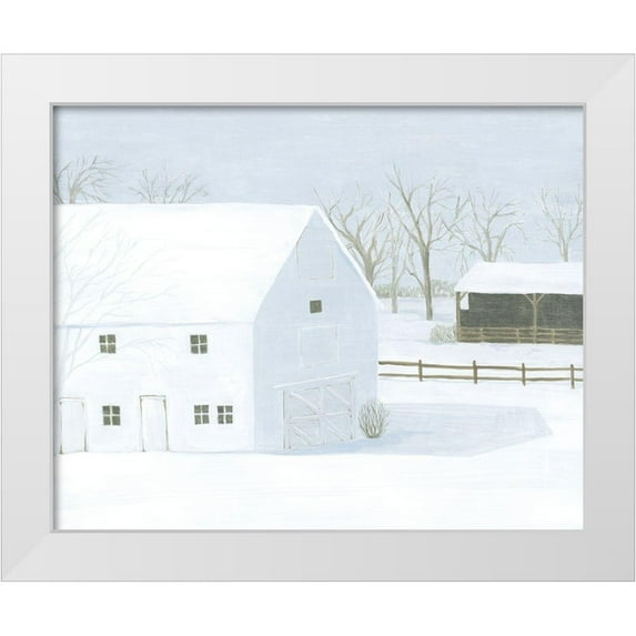 Popp, Grace 32x26 White Modern Wood Framed Museum Art Print Titled - Whiteout Farm I