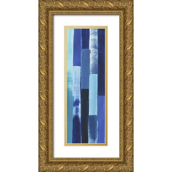 Popp, Grace 7x14 Gold Ornate Wood Framed with Double Matting Museum Art Print Titled - Azule Waterfall II