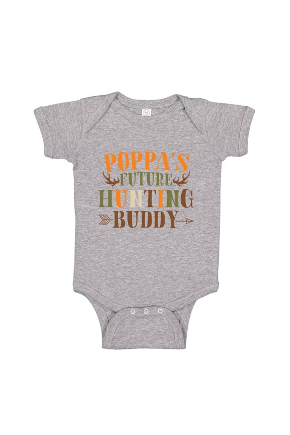 Poppa's Future Hunting Buddy Baby Bodysuit One Piece NB Athletic Heather