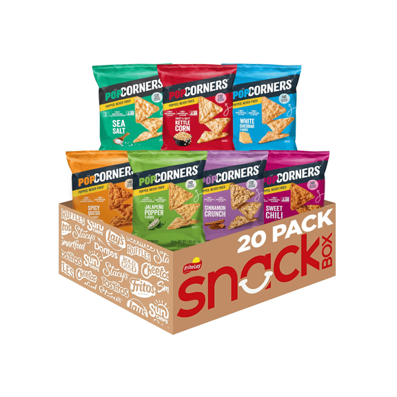 Popped Corn Chips 7 Flavor Variety Snack Pack Gluten Free No Artificial Colors No Artificial Flavors 20 Pack 1 oz Bags