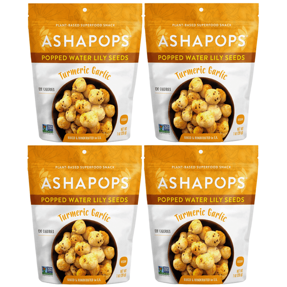 Popped Water Lily Seeds by AshaPops - Turmeric Garlic (4-Pack)