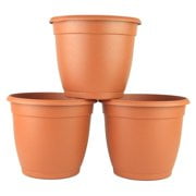 8 in. Decorative Terra Cotta Plastic Pot (3-pack)