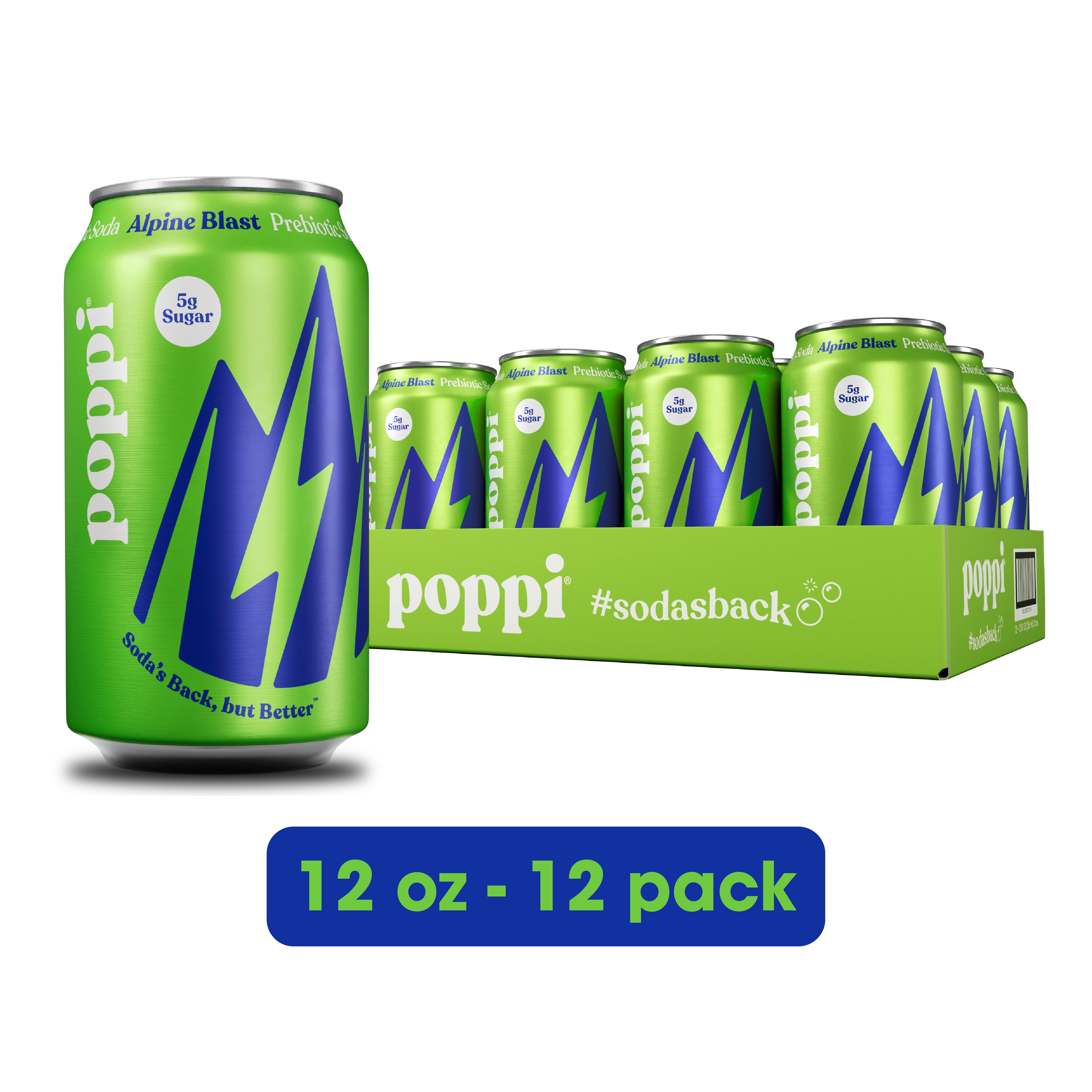 Poppi Alpine Blast Prebiotic Soda, 12 oz, 12 Pack Cans