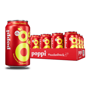 poppi Raspberry Rose Prebiotic Soda, 12 oz, 4 Pack Cans with 5g Sugar ...