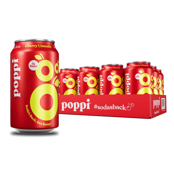 (12 pack) Poppi Cherry Limeade Prebiotic Soda, 12 oz, 12 Pack Cans