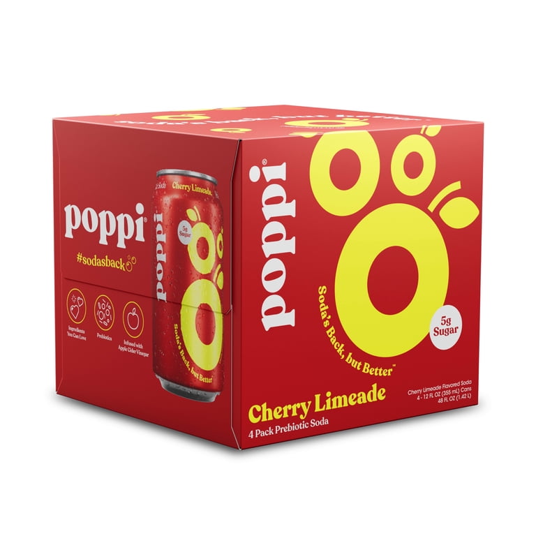 Poppi Prebiotic Soda Drink Pack, 4pk - Cherry Limeade Flavor, All