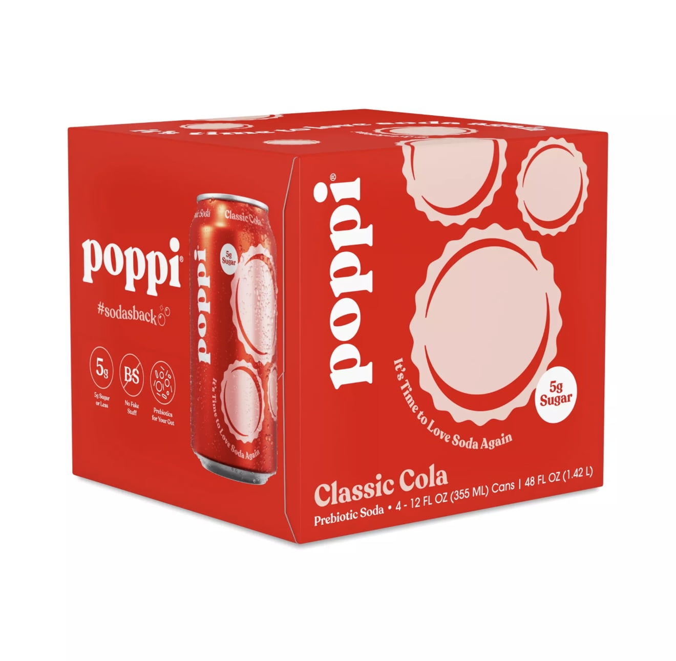 papipupepo poppi Classic Cola Prebiotic Soda, 12 oz, 4 Pack Cans - Walmart.com