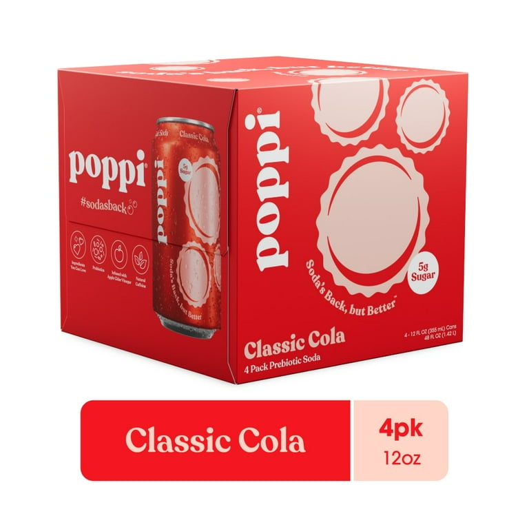 Poppi Classic Cola Prebiotic Soda Cans, Soft Drinks, Classic Cola