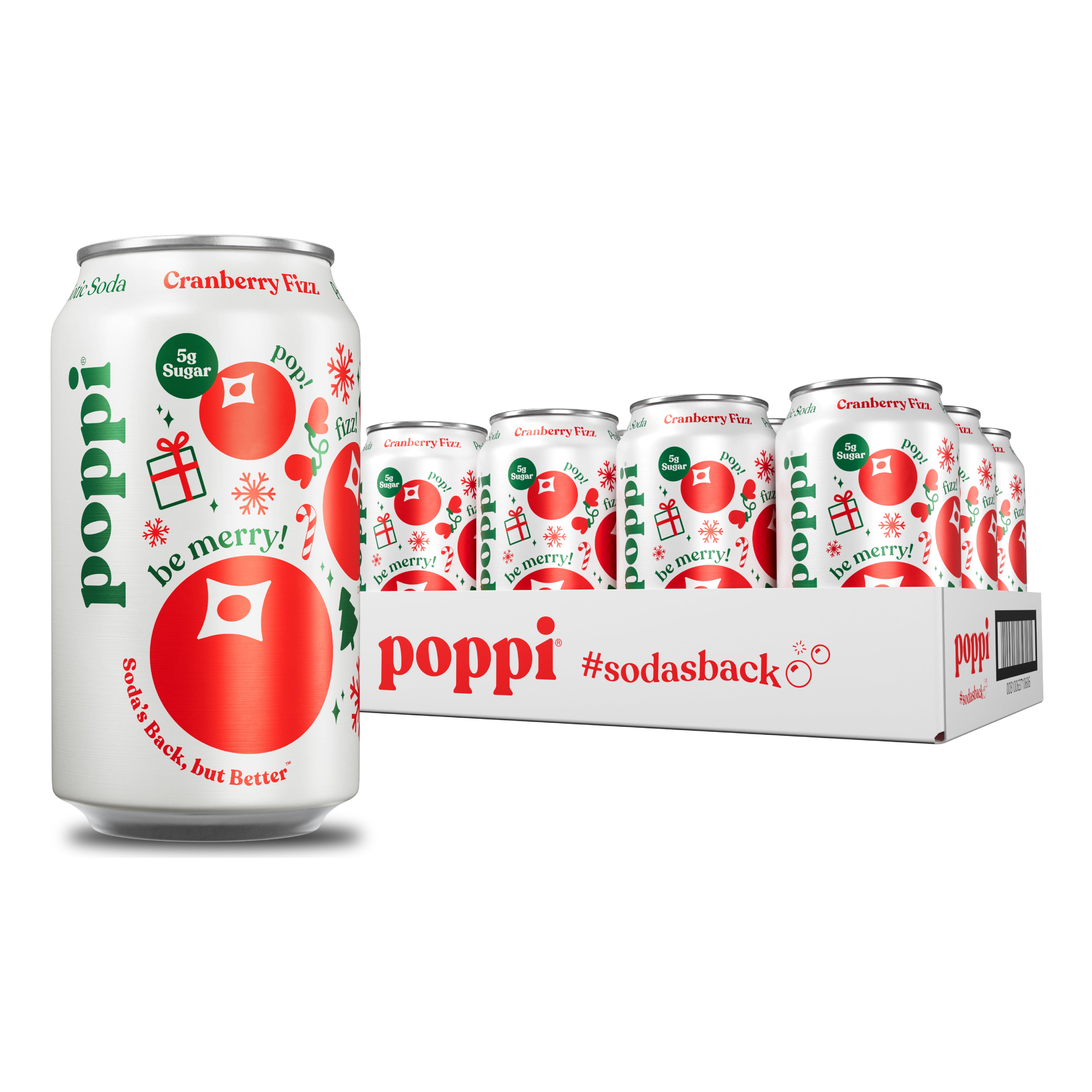 Poppi Cranberry Fizz Prebiotic Soda, 12 oz, 12 Pack Cans - Walmart.com