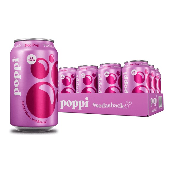 (12 pack) Poppi Doc Pop Prebiotic Soda, 12 fl oz, 12-Pack Cans