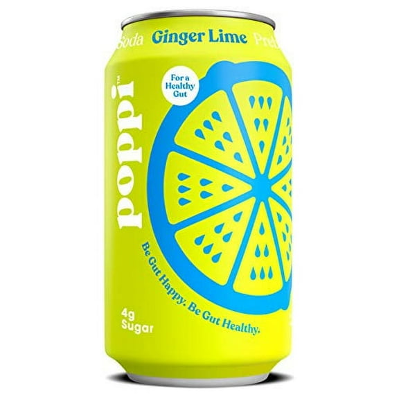 Poppi Ginger Lime Prebiotic Soda, 12 Fl Oz Can