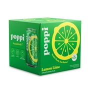 Poppi Lemon Lime Prebiotic Soda, 12 oz, 4 Pack Cans