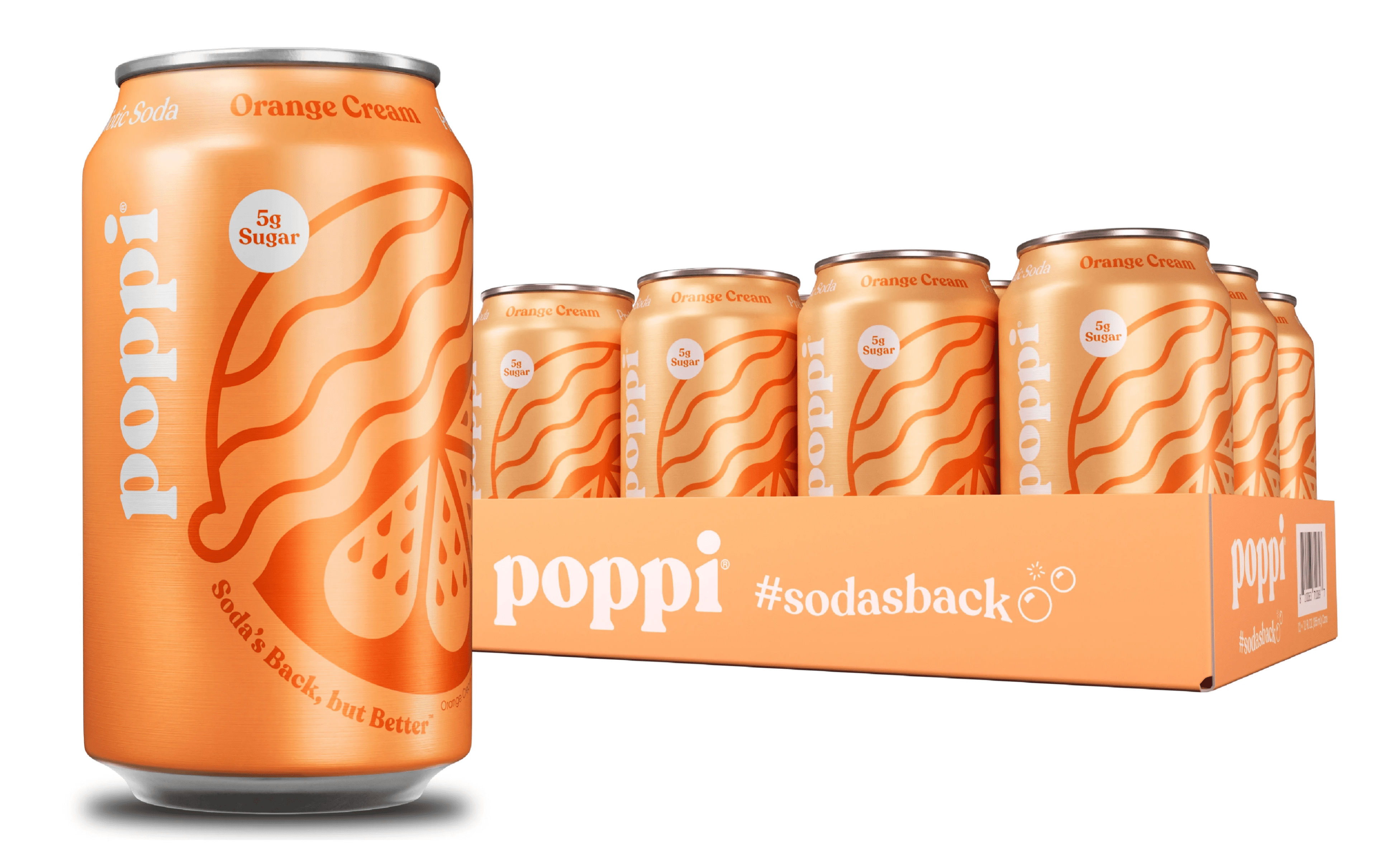 (12 pack) poppi Orange Cream Prebiotic Soda, 12 oz, 12 Pack Cans