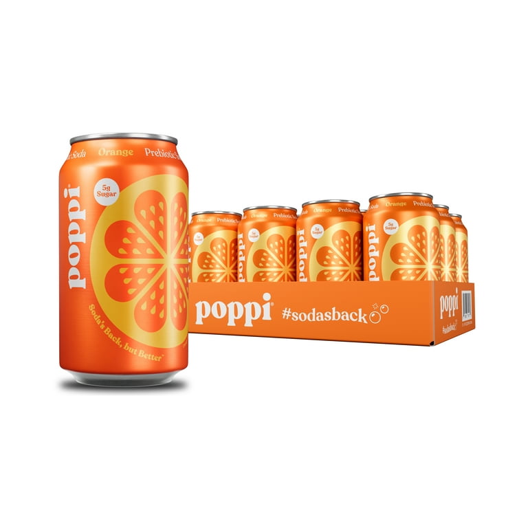 POPPO Free Shipping! poppi Orange Prebiotic Soda 12 oz Can Pack, 12