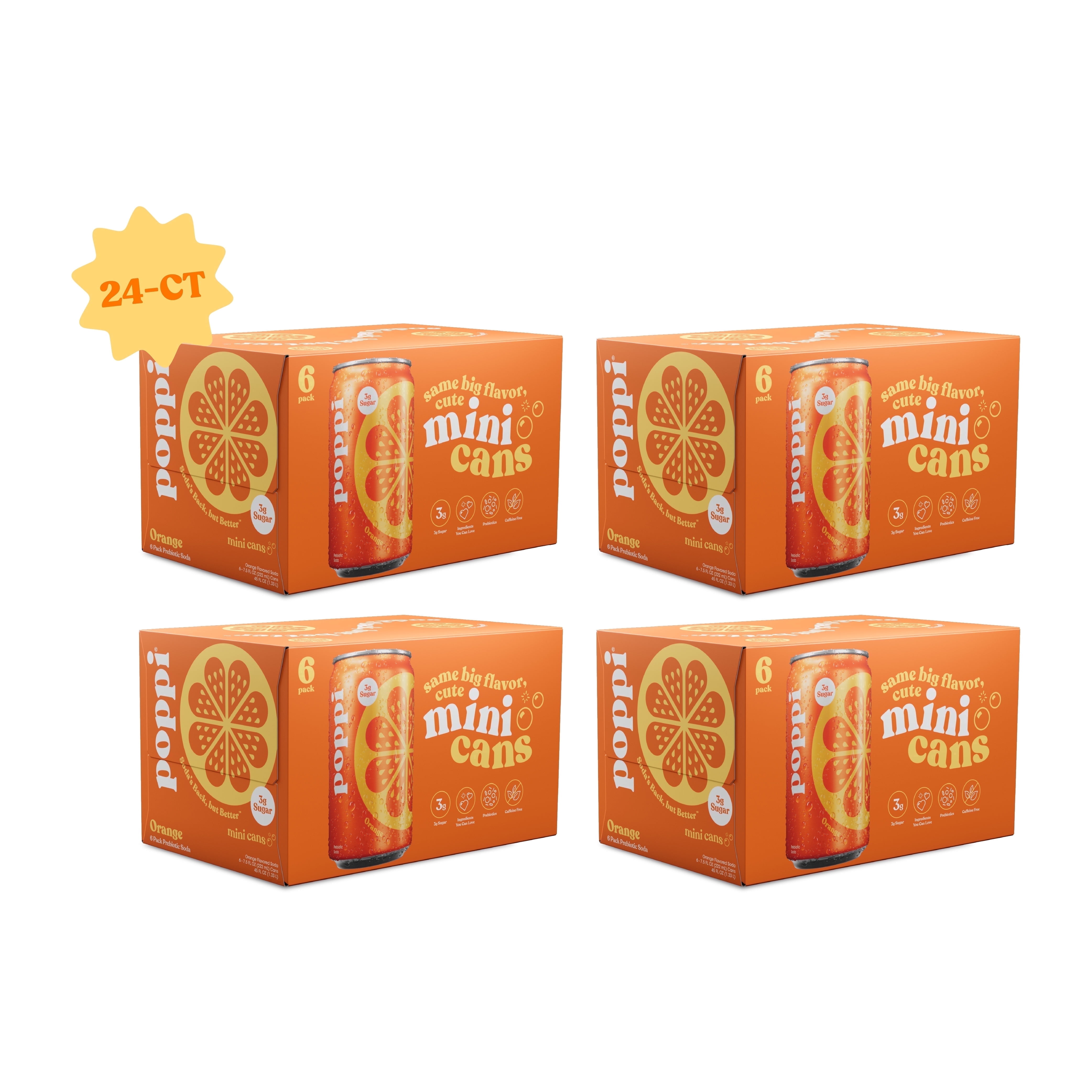 Poppi Orange Prebiotic Soda, 7.5 fl oz, 24-pack cans - Walmart.com