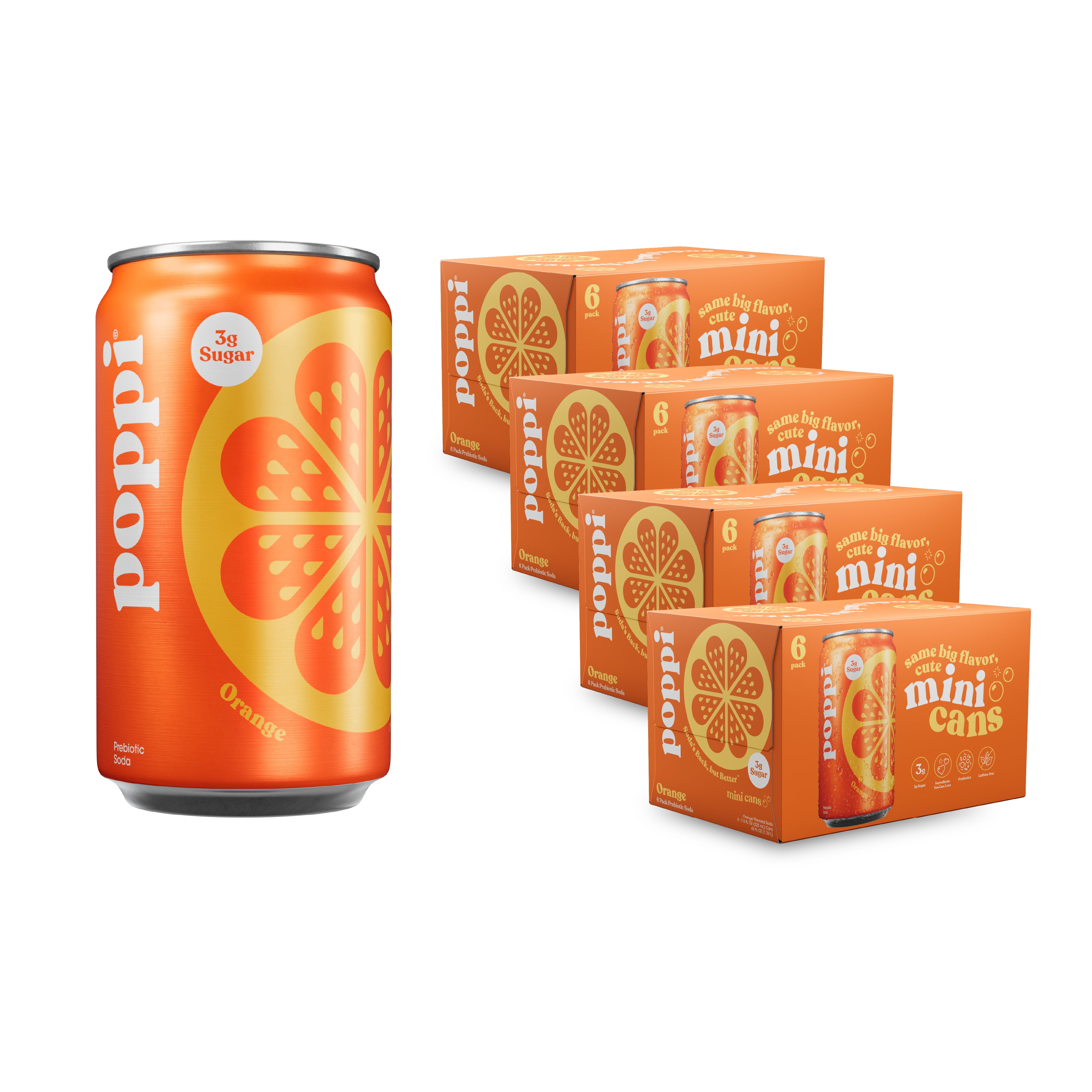 Poppi Orange Prebiotic Soda, 7.5 fl oz, 24-pack cans - Walmart.com