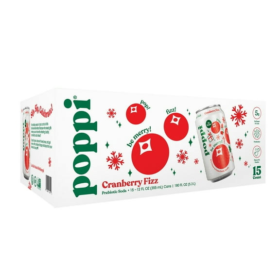 Poppi Prebiotic Soda, Cranberry Fizz, 12 Fluid Ounce (Pack of 15)