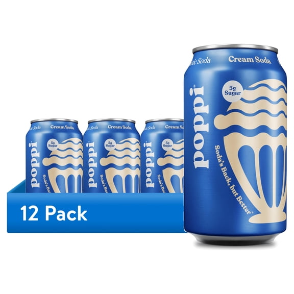 (12 pack) poppi Cream Soda Prebiotic Soda, 12 fl oz, 1 Pack Can