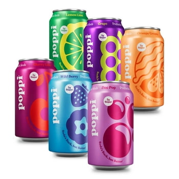 Poppi Prebiotic Soda, Crowd Pleasers Variety, 12 oz, 12 Pack Cans