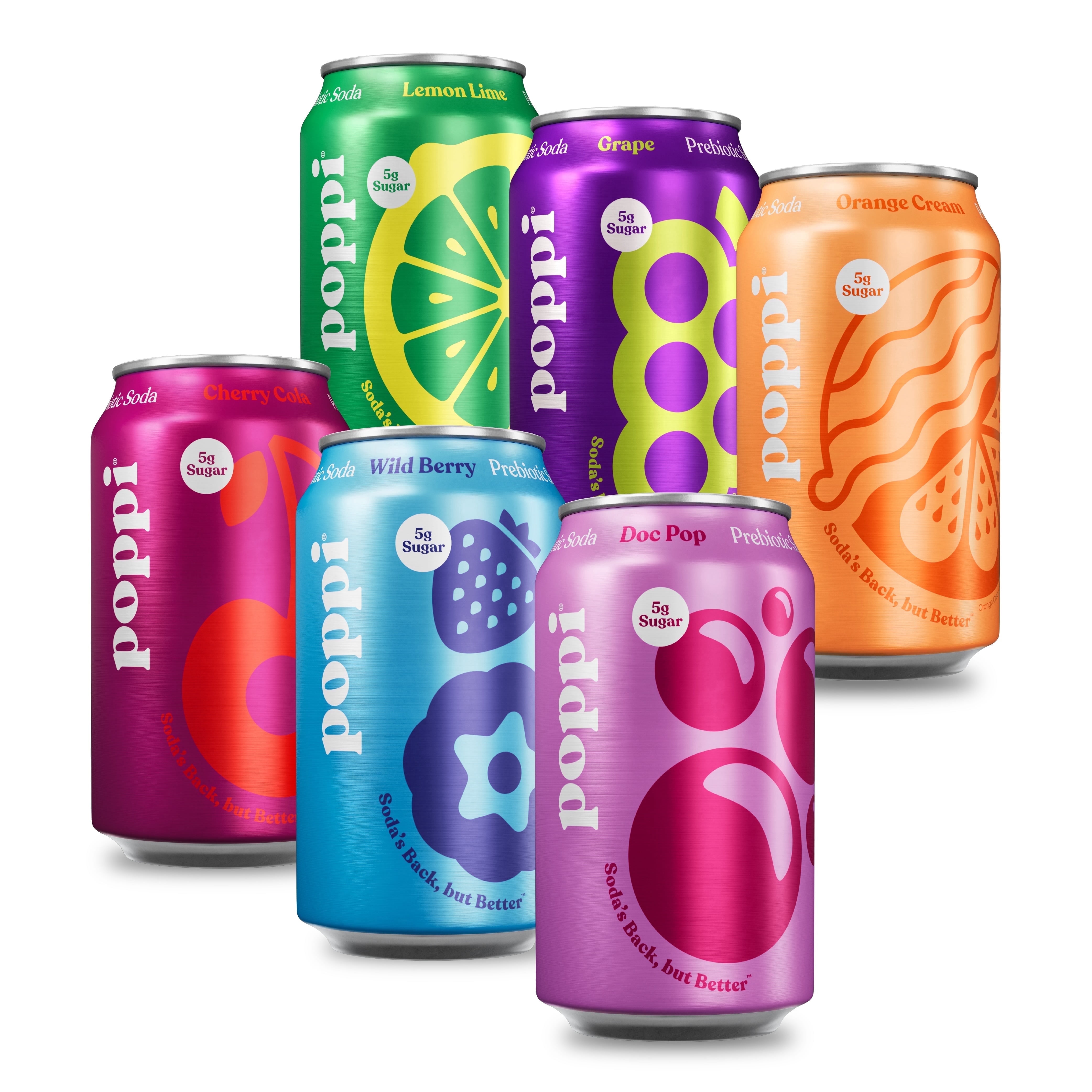 pop 各種 poppi Prebiotic Soda, 12 oz Cans, Variety Pack with Apple Cider