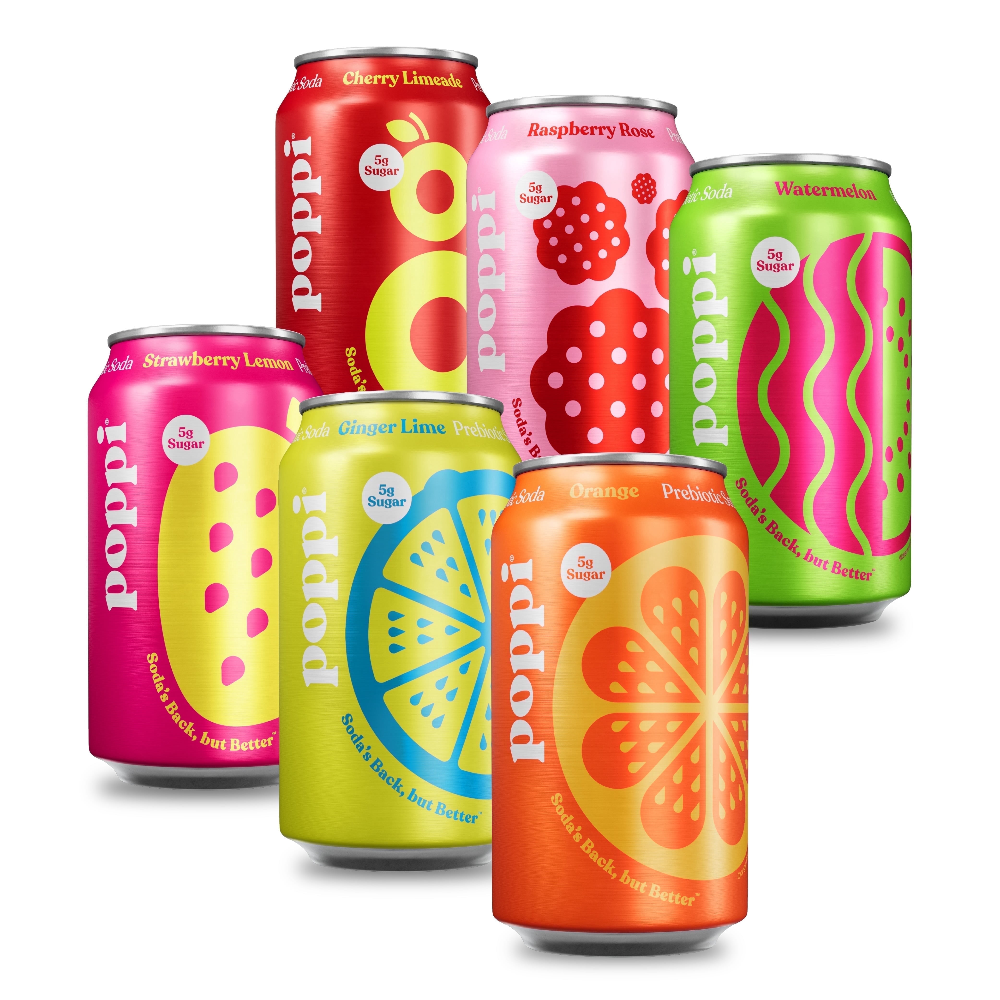 poppi Prebiotic Soda, Fun Favs Variety Pack, 12 Cans, 12 oz Each