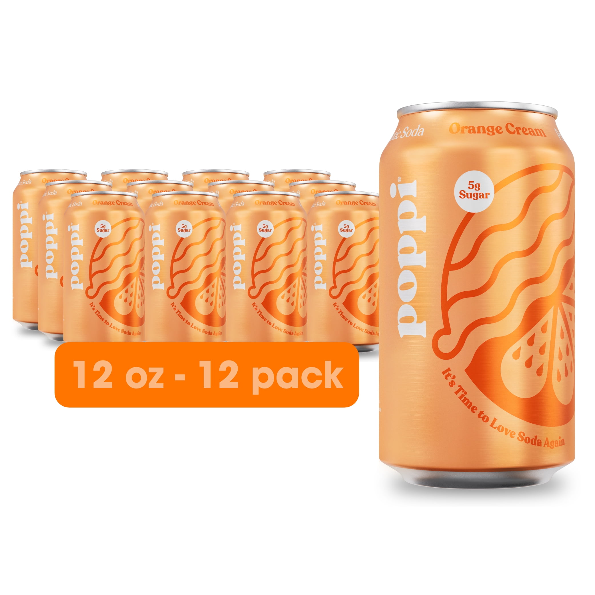 Poppi Prebiotic Soda, Orange Cream, 12oz (Pack of 12) - Walmart.com