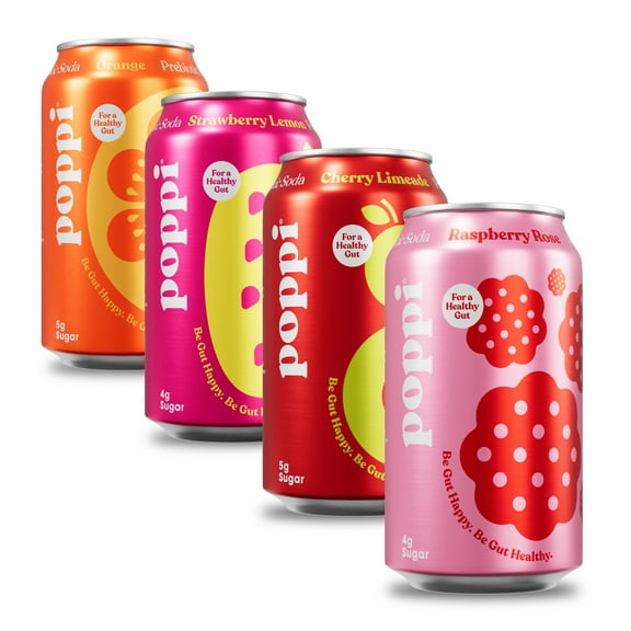 Poppi Prebiotic Soda, Short List Variety Pack, 12 Pack, 12 oz