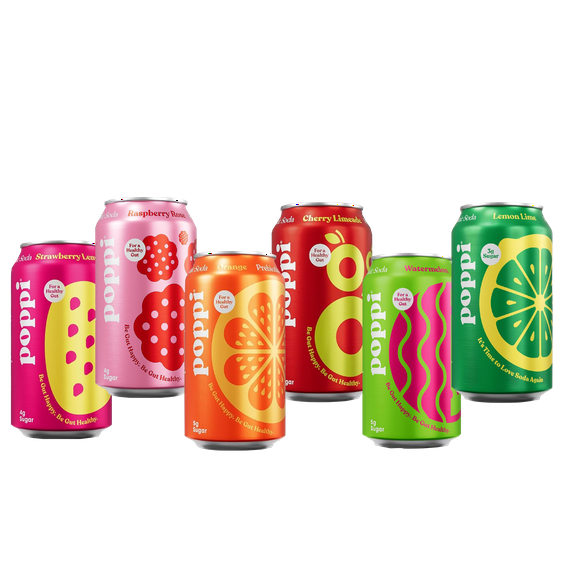 Poppi Prebiotic Soda Variety Pack 12 fl oz, (8-Pack), Low Calorie & Low ...