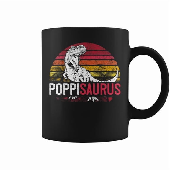 Poppi Saurus Fathers Day T Rex Poppisaurus Dinosaur Grandpa Coffee Mugs