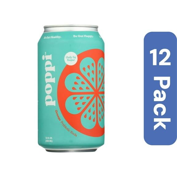 Poppi Soda Prebiotic Orange 12 fl oz (Pack Of 12)