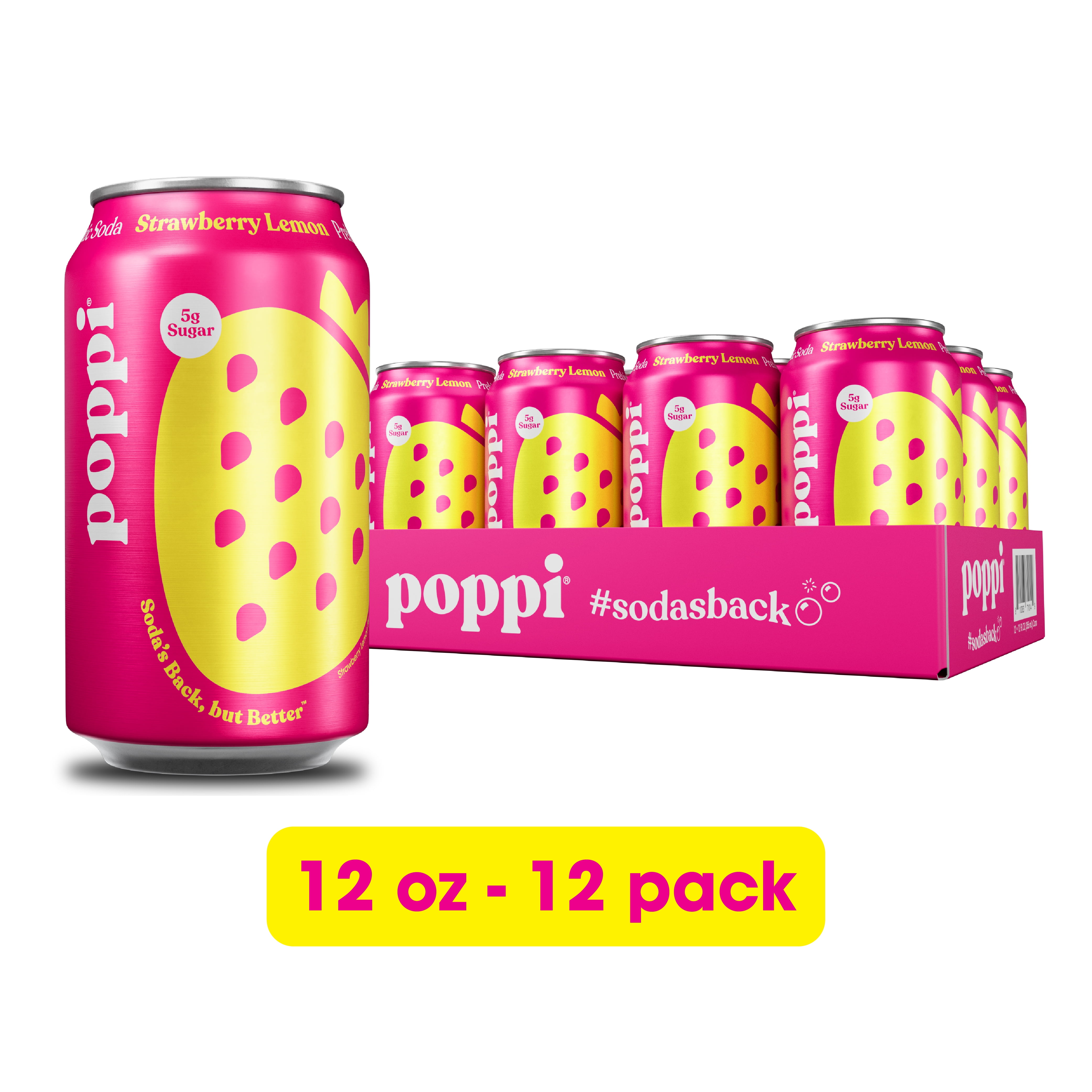 その他 POPPO poppi Strawberry Lemon Prebiotic Soda Cold, 12 fl oz Can, Single