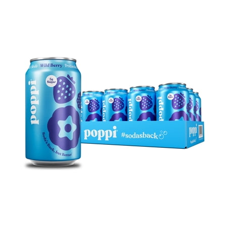 (12 pack) Poppi Wild Berry Prebiotic Soda, 12 oz, 12 Pack Cans