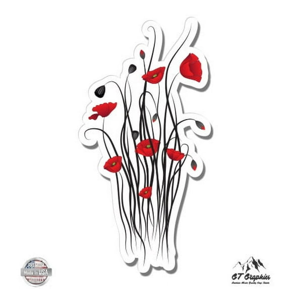 Poppies - 12" Vinyl Sticker Waterproof Decal