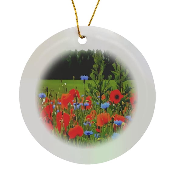 3drose, Poppies and Cornflowers, Circle Porcelain Ornament