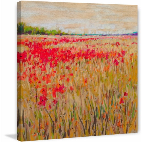 "Poppies Evening Light XV" Painting Print on Wrapped Canvas