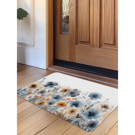 Poppies Floral Door Mat Indoor Outdoor Entrance, Non Slip Small Rug for Kitchen Bathroom Entryway Rug, Spring Botanical Flowers Summer Washable Doormat Floor Mat for Office Home Decor 18x30 Inch