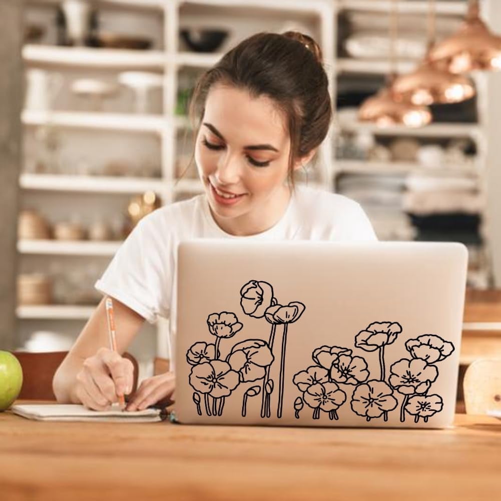Poppies Flower Computer Sticker Plants Tablet PC Decor Sticker Vinyl ...