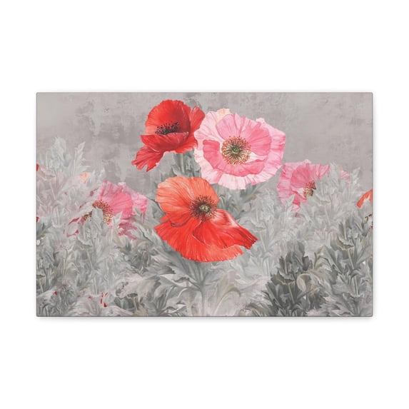 Poppies Flowers Illustration Flower Canvas Wall Art for Home Decor Ready-to-Hang