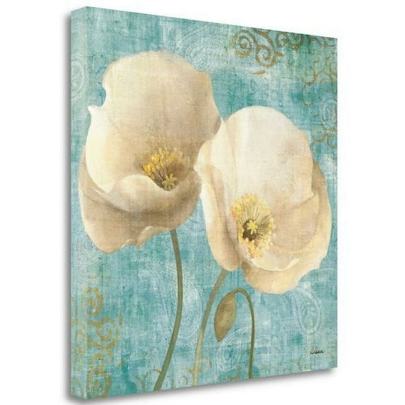 Poppies On Paisley By Albena Hristova, 25" x 25" Fine Art Giclee Print on Gallery Wrap Canvas, Ready to Hang